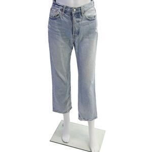 Pistola Womens Light Wash Fly Button Straight Leg Denim Jeans Blue Size 25